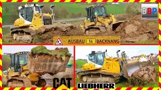 Liebherr PR 726 & CAT 963K, Oberbodenabtrag, B 14, Backnang, 2024. #liebherr #dozer #caterpillar