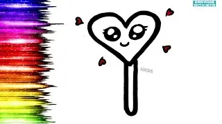 Heart Candy 🍬 &hearts;️ Drawing, Colouring for Kids, Drawing for kids, Rainbow Drawing, @DRAWINGWITHNITA