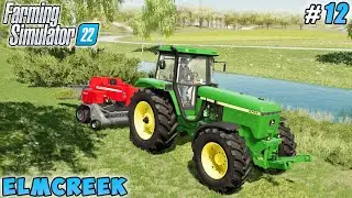 Hay baling, making 483 small bales | Elmcreek Farm | Farming simulator 22 | Timelapse #12