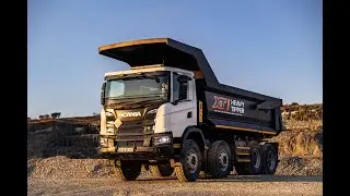 Jeremy Hunter-Smith of Blurock Quarries impressed by the Scania mining tipper during trials.