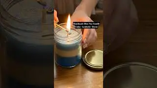 Handmade Blue Candle 🕯️ | Calm Soy Wax Home Decor #Shorts #HandmadeCandle#SoyWaxCandle#HomeDecor