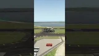 Bigfoot 180-degree drift landing, simulation
