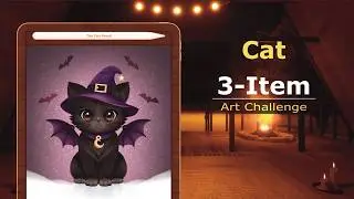 🖌️ Procreate Speed Painting Cat Witch | Relaxing iPad Art (3-Item Art Challenge)