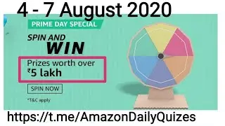 Amazon Prime Day Special Spin And Win Quiz | Win MacBook Pro, Fossil Bag, ₹20,000 | 4-7 August 2020