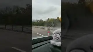 major road accident ripping steel wire out of the barrier this was bad