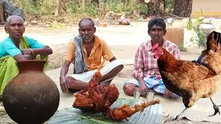VILLAGE FAMOUS  CHICKEN FRY RECIPE \\ WITH RICE BEER \\ Cooking BY Grandma and grandpa.....