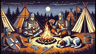 🎴 Medieval Campfire Ambience | Knights Playing Cards 🔥 Relaxing Sounds for Sleep, Study & RPG