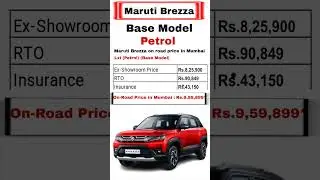 🤩Maruti Brezza Petrol || Maruti Brezza on road price || Brezza Petrol OnRoadprice || MarutiBrezza