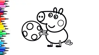 George pig playing football Drawing, Painting & Coloring For Kids and Toddlers_Child Art