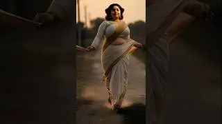 Desi Rubiya Golden Hour Saree Walk 🌅 | Village Aesthetic Shot #shorts #ytshorts #viral #shortsvideo