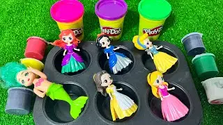 ToyASMR Satisfying with Heart lollipop Dress Up Disney Princess Ariel,Snow White,Belle,Cinderella, 