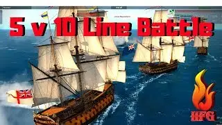 5 V 10 LINE BATTLE - Time lapse - Naval Action Gameplay 2019