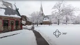 Enjoy a virtual 360&deg; snowy walk through the Lesley University campus