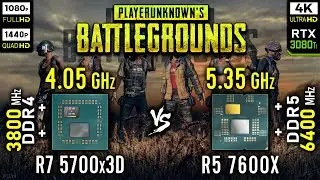 Ryzen 7 5700x3D vs Ryzen 5 7600X in PUBG: Battlegrounds | RTX 3080 Ti [ 1080p vs 1440p vs 4K ]