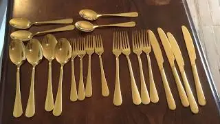 Woaiwo-q Gold Color Silverware Set 20 Piece Stainless Steel Flatware Set Utensil Tableware Cutlery