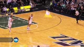 Dante Exum with Jimmer range three vs. Spurs