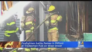 Firefighters Battle Flames In Milford At Tradesman Pub On West Street