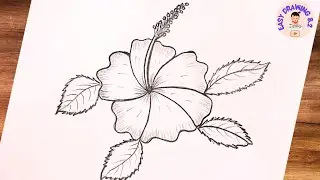 How to draw a Hibiscus flower step by step//Easy drawing //Joba phool