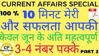 Important Current Affairs MCQ June, part 3, by surabh sir