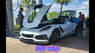 corvette zr1 with 950 whp attempts to race a Lamborghini Huracan TT with 1000+ whp, no race