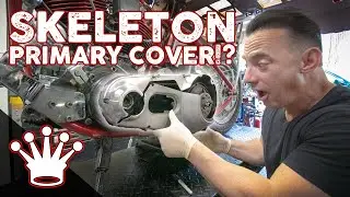 We made a custom SKELETON PRIMARY COVER for our Shovelhead Chopper