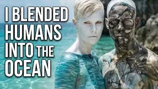 I Blended Humans Into the Ocean, body painting camouflage in Bermuda. 