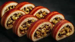 Chicken roll with bacon and mushrooms &mdash; next level! Quick, delicious, and easy to make!🍗🥩🍄&zwj;🟫
