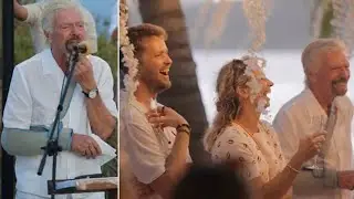 Sir Richard Branson celebrates late wife Joan's life in special service on Necker Island