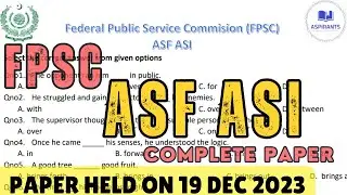 ASI ASF paper today | Today ASI Airport Security Force paper | Past papers ASF