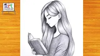 How to draw a Girl reading book -Drawing easy || Pencil sketch for beginner || Drawing tutorial