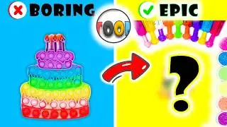I Turned a Birthday Cake Pop It Into COLORFUL Art Using Acrylic Paint! 🎂✨ (Flip & Press!)