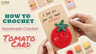 How to Crochet Tomato DIY Greeting Card Tutorial  for Beginners🍅 |  Easy & Cute Handmade Gift Idea