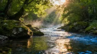 Sunlit Forest Stream | Focus & Calm | StreamHaven 4K