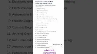 polytechnic course in India