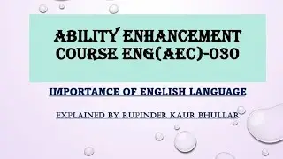 AEC ENG, Lecture 1 importance of English Language