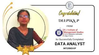 Congratulation || Deepika || RL Institute | Data Analyst || Intern || Completed || IZEON IT TRAINING