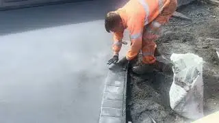 Stamping Concrete with Mats 🔥 The Imprint Process! #Shorts