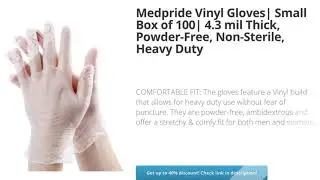 Medpride Vinyl Gloves| Small Box of 100| 4.3 mil Thick, Powder-Free,  | Review and Discount