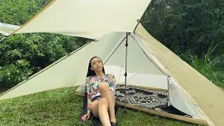 Girl Camping in the Rain 🌧🌧 Solo camping in Heavy Rain