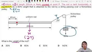 ON18 P11 Q11 Weight of Rod | Oct/Nov 2018 | CAIE A level 9702 Physics