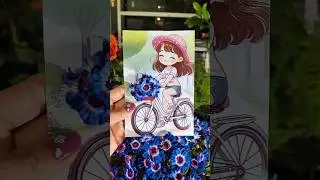 A little girl on a bicycle! 😻 #artfashion #satisfying #artwork #popular #art #flowers #zhenhina