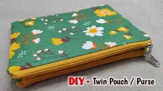 DIY Twin Pouch / Purse Making at Home | Double zipper pouch tutorial | Makeup pouch bag | Wallet