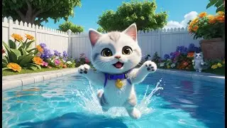 Six Little Kittens Jumping in the Pool | Fun Kitten Song for Kids | Playful Pool Party Rhyme