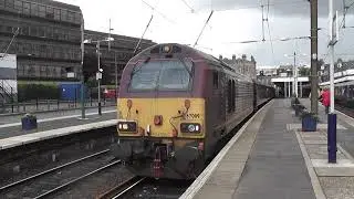 (HD) DB Schenker 67009 departs Haymarket on the fife circle - 30/7/12