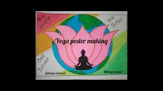 how to draw lotus flower yogasana/yoga poster making/easy yoga pose/one earth one family one future