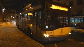 Czech Republic, Ostrava, trolley bus 109 night ride from Husův sad to Důl Heřmanice