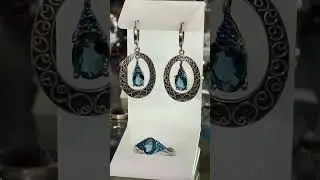 💙 Стильный Набор с Лондон Топазом #jewelry #shop #music #fashion #925 #topazswissblue #topaz #реки