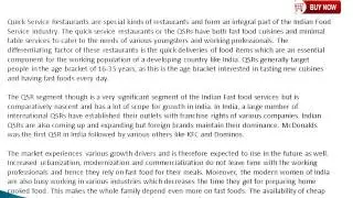 Indian Quick Service Restaurant QSR Industry 2015 2019