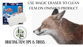 Using a Magic Eraser  to Clean Up Drafting Film with Colored Pencil