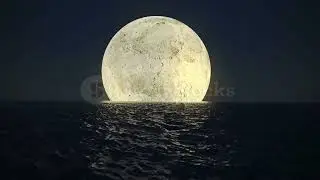 animation of bright glowy moon reflecting on the dark surface of the calm ocea SBV 3473706